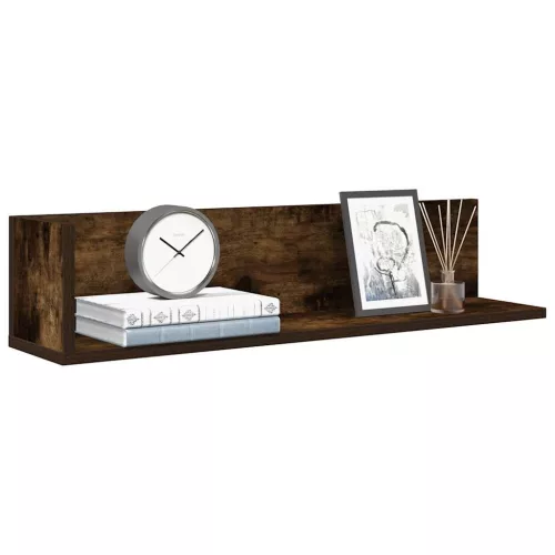 2 db füstös tölgy színű szerelt fa fali polc 75 x 16,5 x 16,5cm