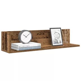   2 db antik fa színű szerelt fa fali polc 75 x 16,5 x 16,5 cm