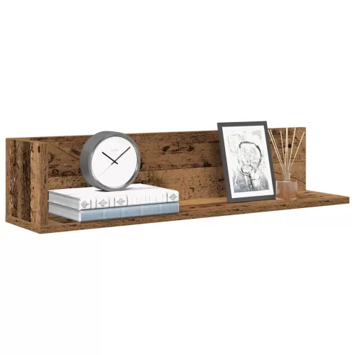 2 db antik fa színű szerelt fa fali polc 75 x 16,5 x 16,5 cm