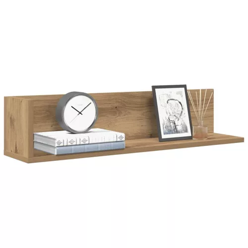 2 db kézműves tölgy színű szerelt fa fali polc 75x16,5x16,5 cm