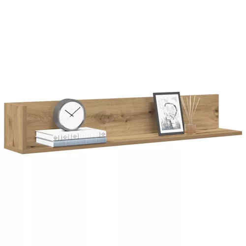 2 db kézműves tölgy színű szerelt fa fali polc 100x16,5x16,5 cm