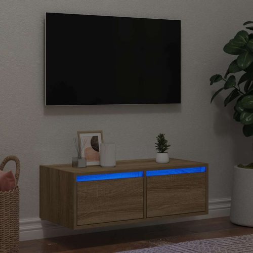 TV szekrény LED világítással sonoma tölgyfa 75x35,5x25 cm