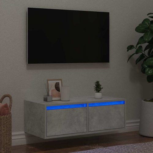 TV szekrény LED világítással beton szürke 75x35,5x25 cm