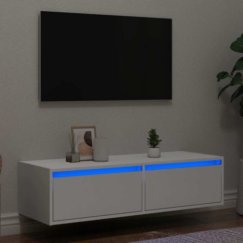 TV szekrény LED világítással fehér 100X35,5x25 cm