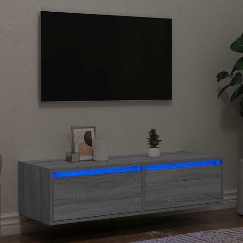 TV szekrény LED világítással szürke sonoma 100X35,5x25 cm