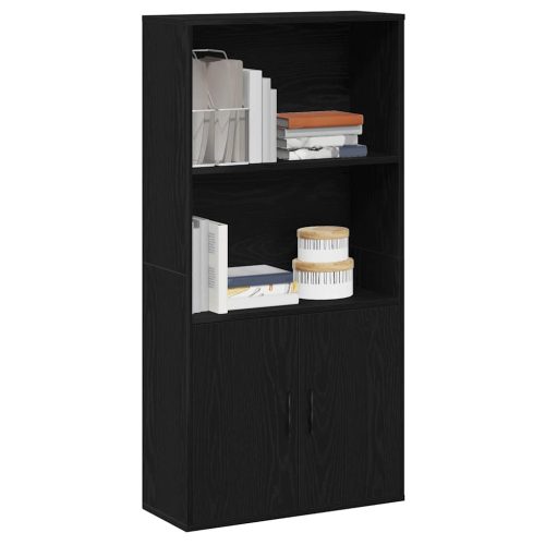 Könyvespolc fekete tölgy 60x24x120 cm gépesített fa