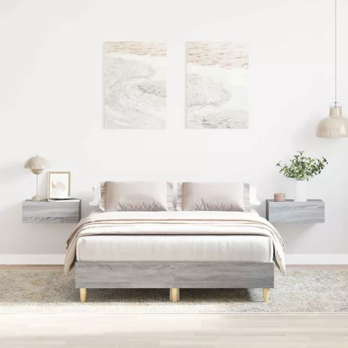 sonoma tölgyszínű szerelt fa ágykeret matrac nélkül 140x190 cm