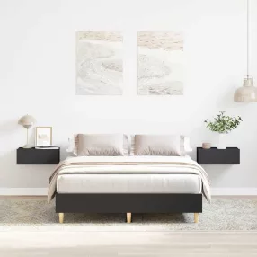 fekete szerelt fa ágykeret matrac nélkül 135 x 190 cm