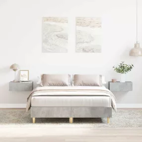   betonszürke szerelt fa ágykeret matrac nélkül 135 x 190 cm