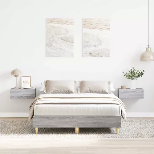 vidaXL sonoma tölgyszínű szerelt fa ágykeret matrac nélkül 135 x 190cm