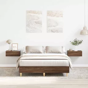   barna tölgyszínű szerelt fa ágykeret matrac nélkül 135 x 190cm