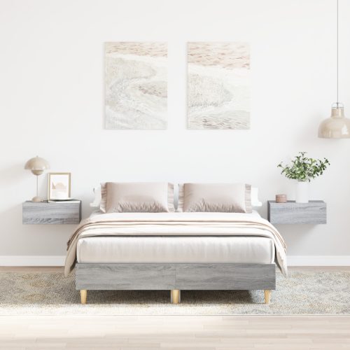 120x190 cm-es szürke Sonoma ágykeret mérnöki fából