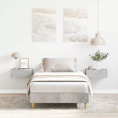 betonszürke szerelt fa ágykeret matrac nélkül 75 x 190 cm