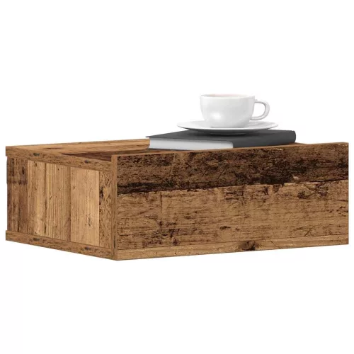 antik fa szerelt fa lebegő éjjeliszekrény 40x32x15 cm