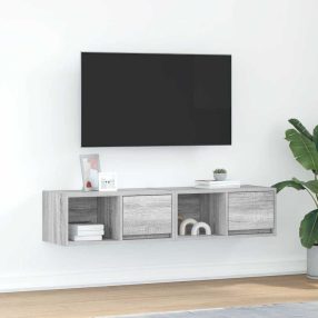   2 db szürke sonoma szerelt fa fali TV-szekrény 60x31x25,5 cm