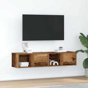 2 db antik fa szerelt fa fali TV-szekrény 60x31x25,5 cm