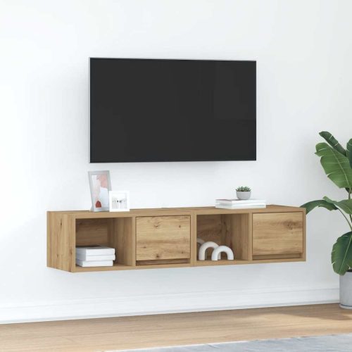 2 db kézműves tölgy szerelt fa TV-szekrény 60x31x25,5 cm