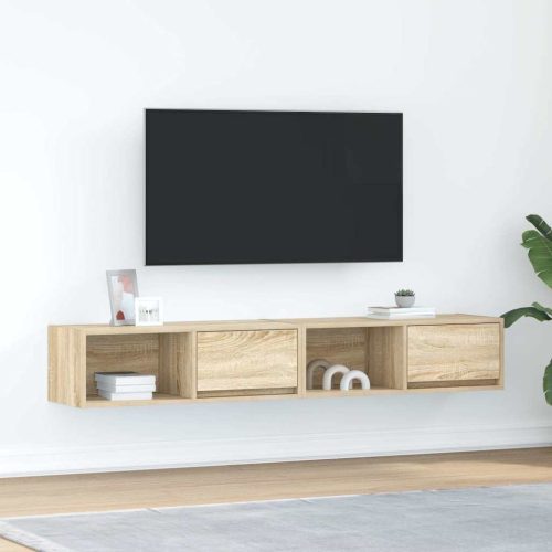 2 db sonoma tölgy színű szerelt fa TV-szekrény 80x31x25,5 cm