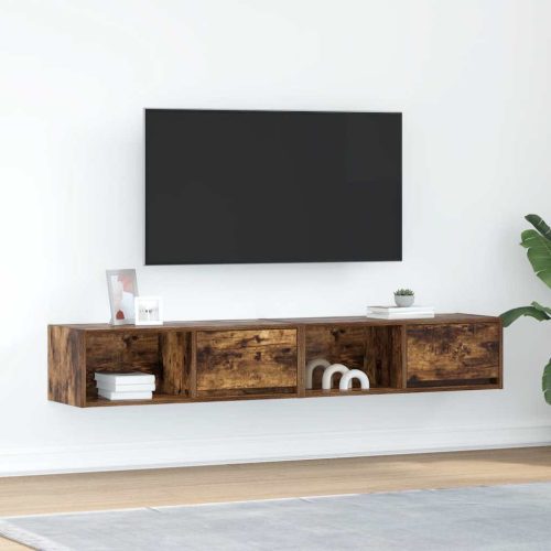 2 db füstös tölgy színű szerelt fa TV-szekrény 80x31x25,5 cm