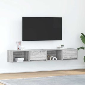   2 db szürke sonoma szerelt fa fali TV-szekrény 80x31x25,5 cm