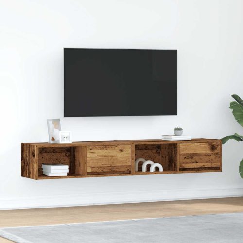2 db antik fa szerelt fa fali TV-szekrény 80x31x25,5 cm