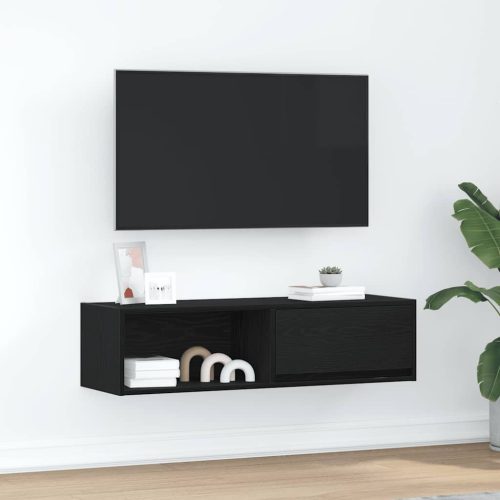 fekete tölgy színű szerelt fa TV-szekrény 100x31x25,5cm