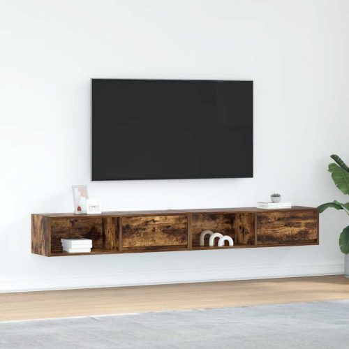 2 db füstös tölgy színű szerelt fa TV-szekrény 100x31x25,5cm