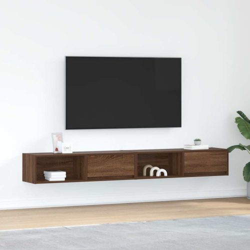 2 db barna tölgy színű szerelt fa TV-szekrény 100x31x25,5cm