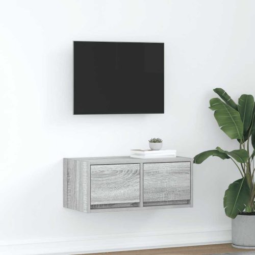 szürke sonoma színű szerelt fa TV-szekrény 60x31x25,5 cm