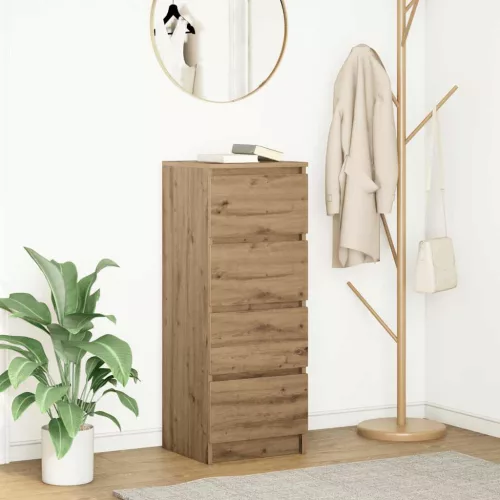 kézműves tölgy színű szerelt fa tálalószekrény 37,5x35x99 cm