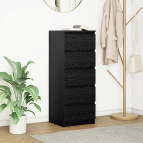   fekete tölgy szerelt fa tálalószekrény fiókos 37,5x35x99 cm