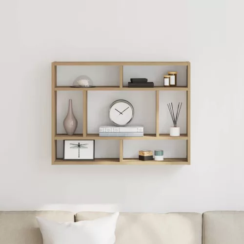 kézműves tölgy színű szerelt fa fali polc 75 x 16 x 55 cm