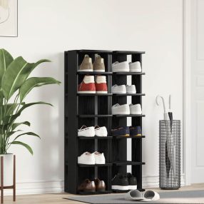 2 db fekete tölgy szerelt fa cipőszekrény 25x27x102 cm