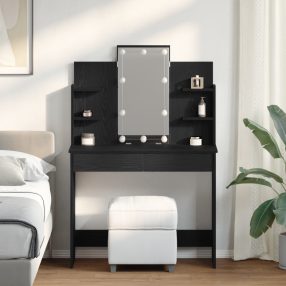 LED világításos Sminktükör Fekete Tölgy 96x40x142 cm