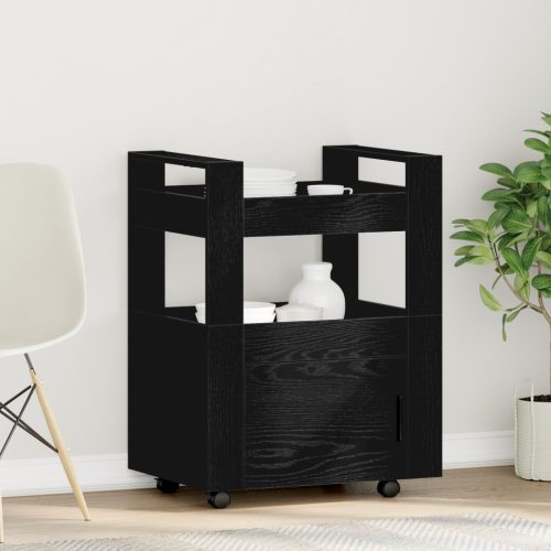 Konyhai Kocsi Fekete Tölgy 60x45x80 cm Mérnöki Fa