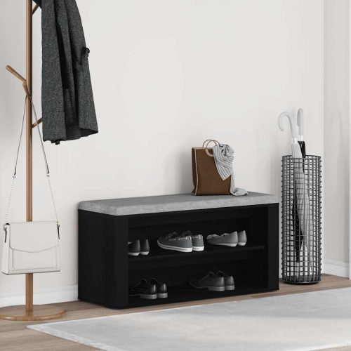 fekete tölgyfa cipőpad 100 x 35 x 45 cm rétegelt fából