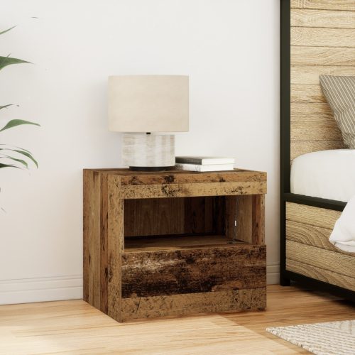 Éjjeli Asztal LED Fénnyel Régi Fa 50x40x45 cm