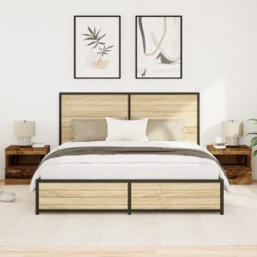   Éjjeli szekrény LED világítással 2 db Régi fa 50x40x45 cm