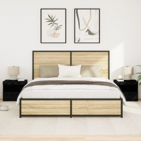   LED világítással felszerelt éjjeli szekrények 2 db Fekete tölgy 50x40x45 cm