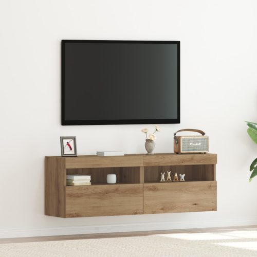 LED világítással rendelkező TV faliszekrények 2 db Artisan tölgy 60x30x40 cm