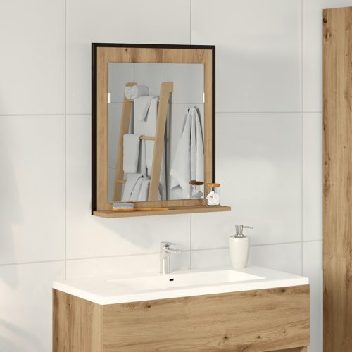 Fürdőszobai Tükör Kézműves Tölgy 50x12x60 cm Fából