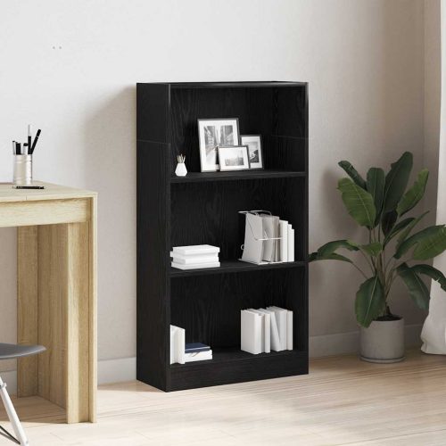 fekete tölgy szerelt fa könyvespolc 60x24x109 cm