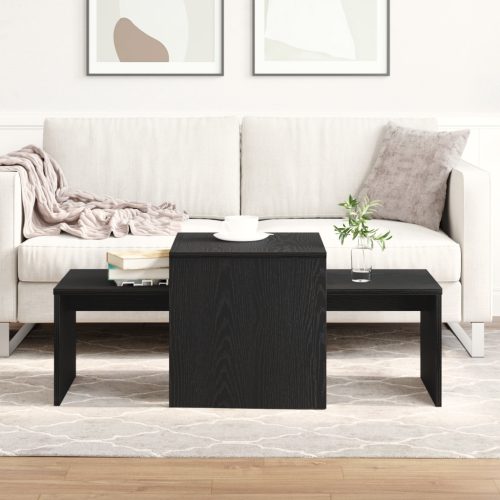 fekete tölgy asztalkészlet 100x48x40 cm műanyag és fa