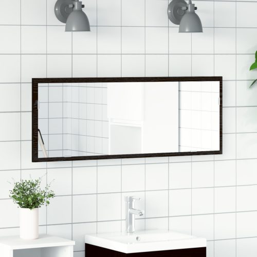 LED tükör fürdőszobához fekete tölgyből, 100x8,5x37 cm mérnöki fa