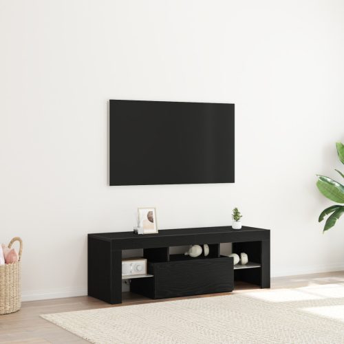 TV szekrény LED fénnyel, fekete tölgy színben, 120x35x40 cm