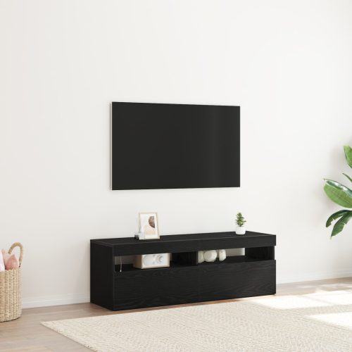 TV Szekrény LED Fekete Tölgy 120x35x40 cm Mérnöki Fa