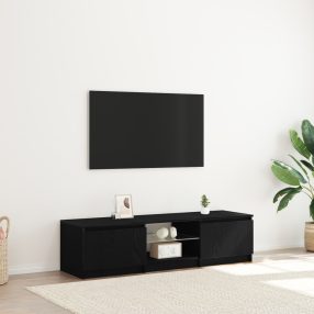   TV Szekrény LED Fénnyel, Fekete Tölgy, 140x40x35,5 cm, Fa Műanyag