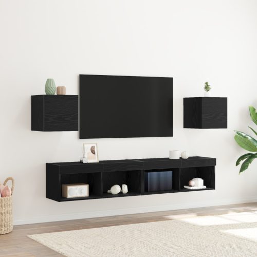 Fali TV Szekrények 2 db Fekete Tölgy 30,5x30x30 cm
