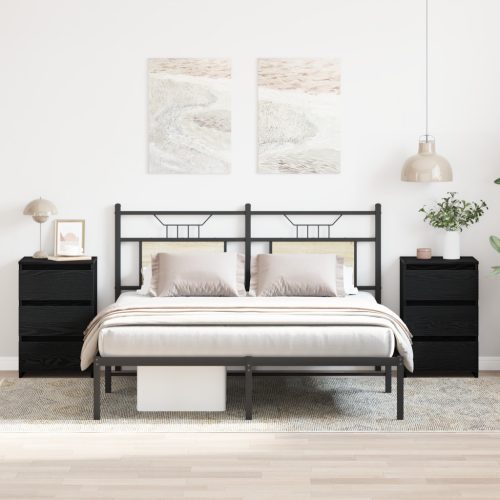 Éjjeli szekrény 2 db Fekete Tölgy 40x35x62,5 cm Műanyag