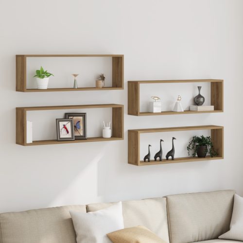 Fali Polcok 4 db Kézműves Tölgy 80x15x26 cm Mérnöki Fa